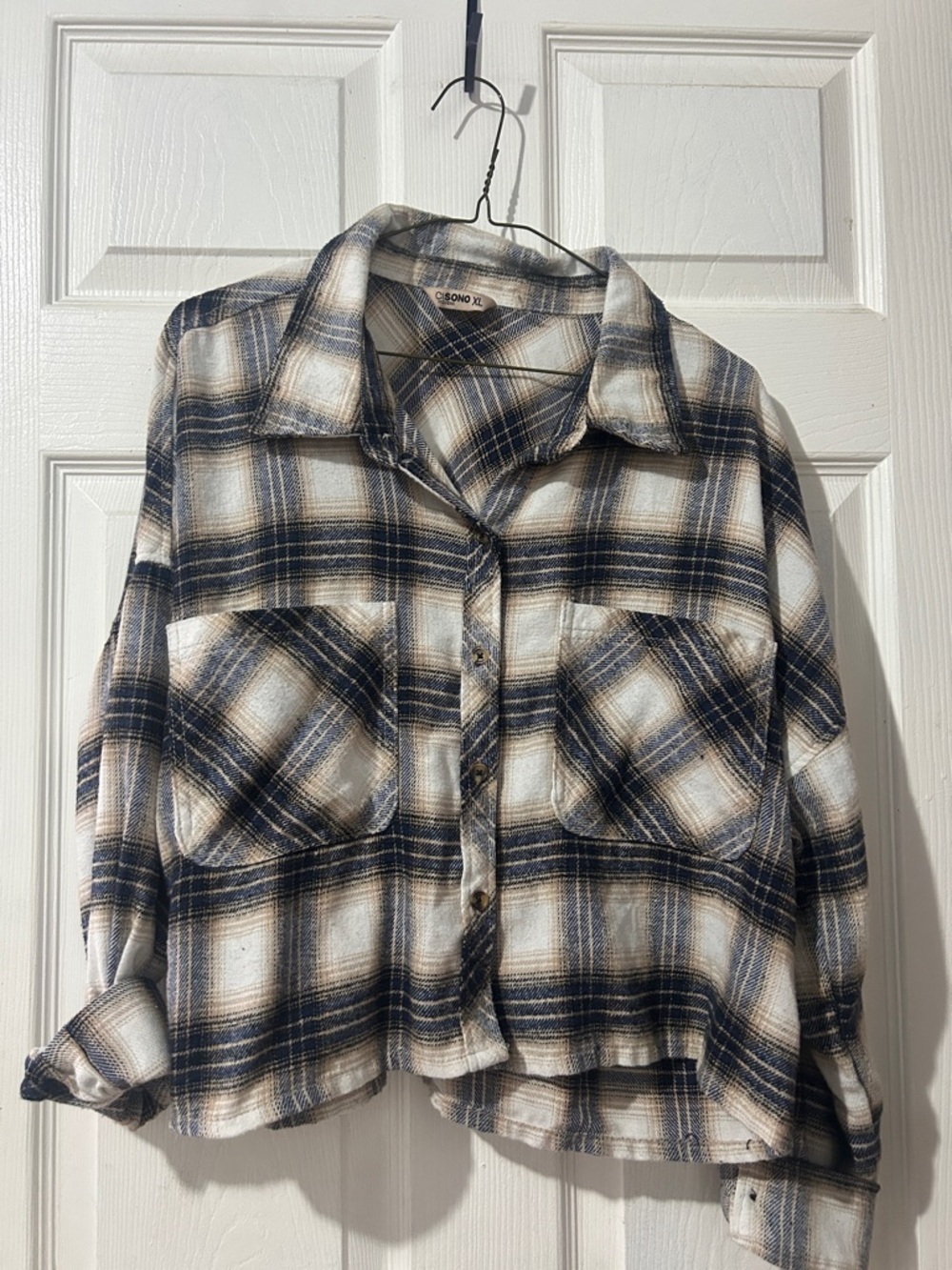 Cropped Plaid Button-Up
